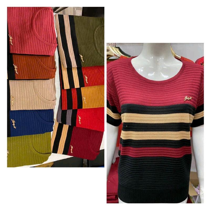 Áo Len QC Sọc Vải Len Tay Ngắn