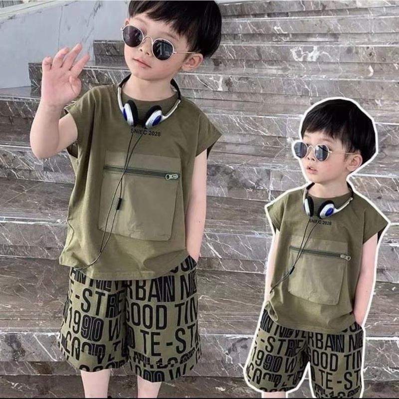 (Tặng đồng hồ siêu nhân khi mua 2 bộ)BỘ QUẦN ÁO BA LỖ TÚI KHOÁ BỤNG SNIEC PHONG CÁCH CHO BÉ 8-18KG