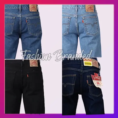 Celana Jeans Panjang pria Lea Standar Reguler Premium Biru Denim Fit Hitam