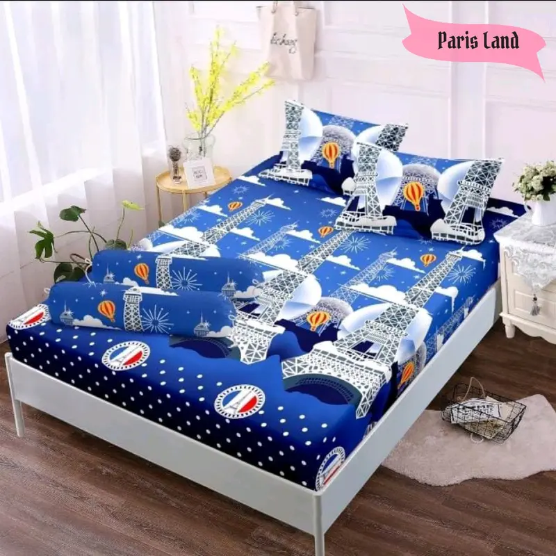 Seprei Katun Motif Paris Sprei NO 1 King Size Menara Eiffel Terlaris Termurah FREE Sarung Bantal Guling Sudut Karet 1