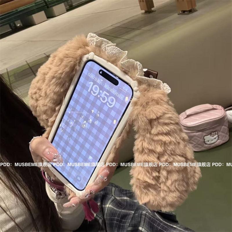Ốp Điện Thoại Tai Thắt Nơ Nhồi Bông Phong Cách Nhật Bản Và Hàn Quốc, Dành Cho iPhone 16, Apple 15promax, Mới 14pro, Dành Cho Nữ, Ốp Bảo Vệ 13 1