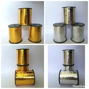 Benang metalik metallic metalic lurex gepeng mamilon Gold dan Silver 100 gram
