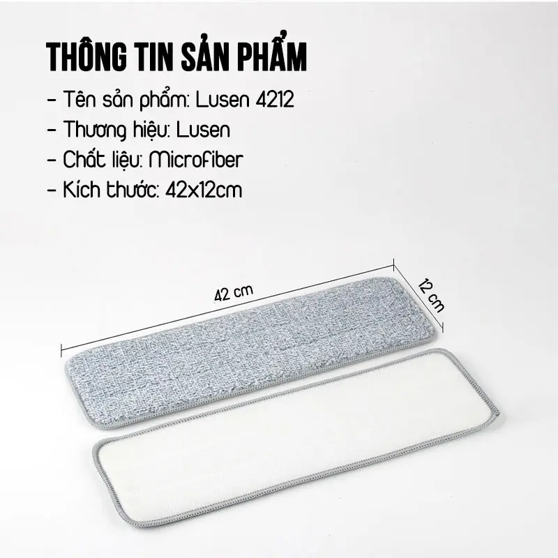Bông lau nhà thay thế Lusen 4212, dùng cho cây lau nhà tự vắt thông minh. kích thước 42x12cm 8