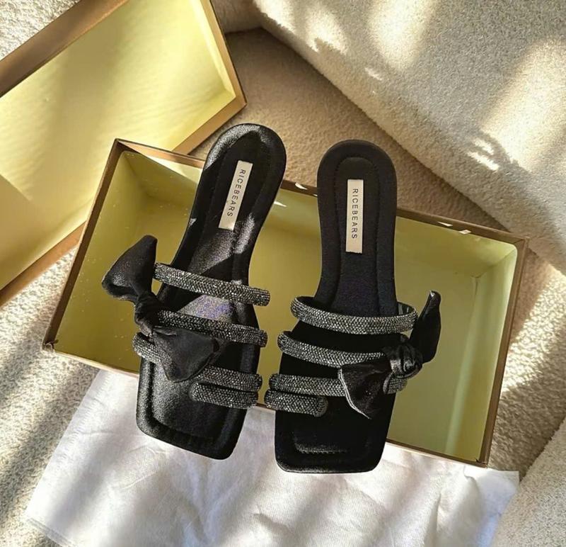  Dép Nơ Slipper Nữ Xoàn Đá Xỏ Ngón Thời Trang Có Quai Siêu Xinh Chống Trượt Chống Thấm Nước Size 35-40 