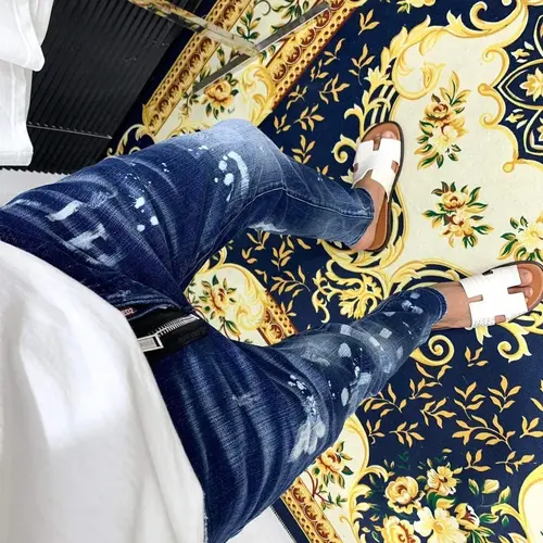 Quần Jean Nam dsq xanh sáng khoá lệch siêu cấp