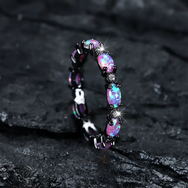 Product Introduction of Nhẫn Màu bạc Sterling 925, khảm opal tím, biểu tượng của vẻ đẹp và sự thanh lịch, phù hợp với trang phục hàng ngày, phụ kiện tiệc tùng, đồ trang sức chất lượng cao 0
