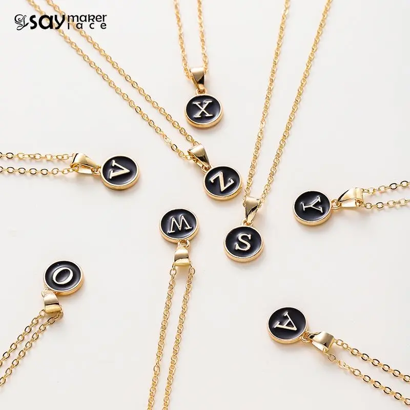 Vòng Cổ A-Z Đầu Tiên, Dây Chuyền Choker, Mặt Dây Chuyền Chữ Cái Tiếng Anh Bằng Kim Loại Màu Đen, Mặt Dây Chuyền Bảng Chữ Cái Cá Nhân Hóa, Đồ Trang Sức Cho Phụ Nữ Và Nam Giới