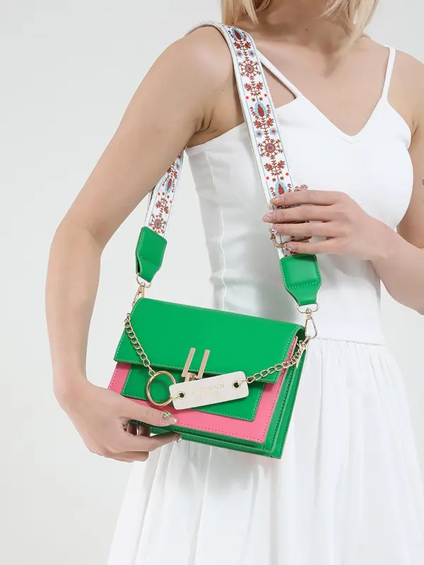 Women's Fashion Faux Leather Crossbody Bag, Stylish Chain Decor Crossbody Bag, Casual Trendy Versatile High-quality Daily Commuting Bag 7