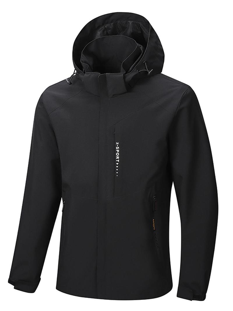 Product Introduction of Men's Hooded Hardshell Jacket, Regular Fit Casual Windproof Waterproof Long Sleeve Outerwear for Spring & Fall, Fashion Men's Clothes for Outdoor Activities, Coat 7