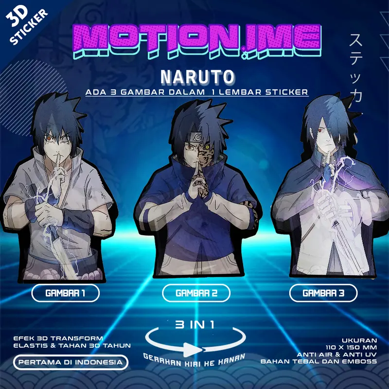 3D Sticker Lenticular Naruto Shippuden Anime Stiker 2