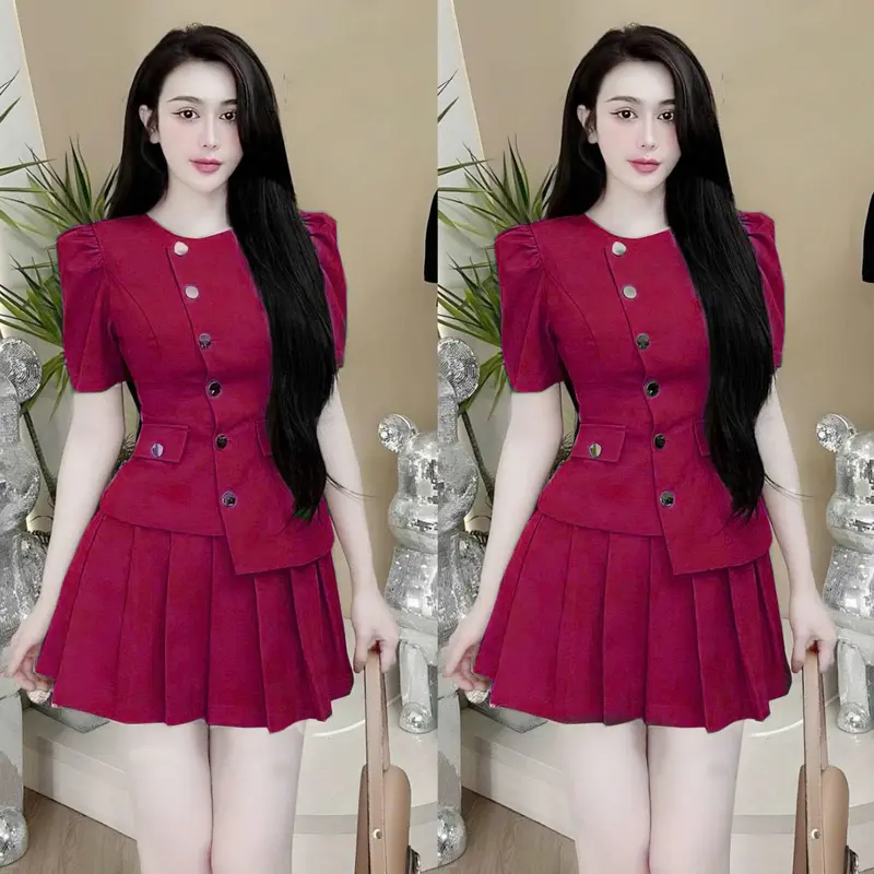Thời Trang Bigsize HCM - Set Áo và Chân Váy Bigsize Nữ Vải Lụa Chéo Cao Cấp Thiết Kế Đi Dự Tiệc Xinh Đẹp 40-95kg 2178 Nhung Voi Nho Nâu 2