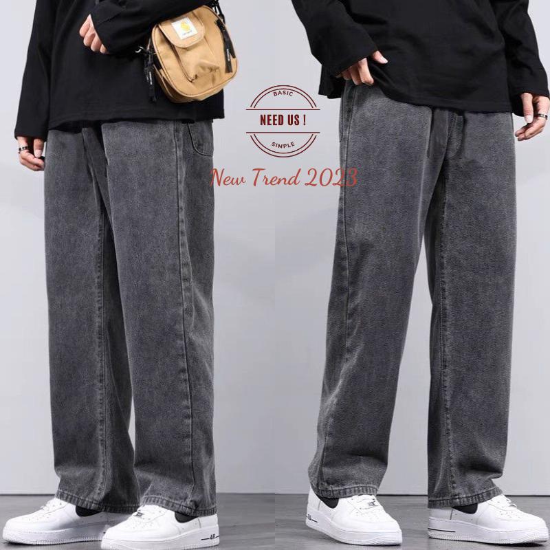 Product Introduction of phong cách năng động Quần jean nam ống suông Rộng Cạp Cao NEEDUS, Quàn bò nam đen xám chất jeans cao cấp SR01 hottrend 2022 Menswear Pants Baggy Quần 44