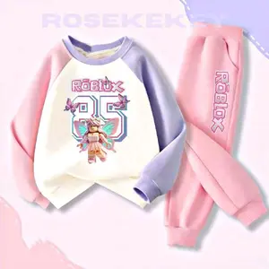 Setelan Anak Perempuan Kombinasi Roblox Butterfly Sweater Set Celana Jogger Usia 3-14 Tahun Outfit Nyaman & Stylist