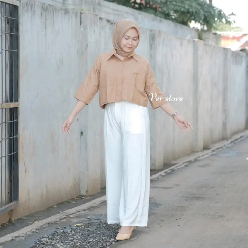 outer crop linen kemeja linen wanita terbaru 2