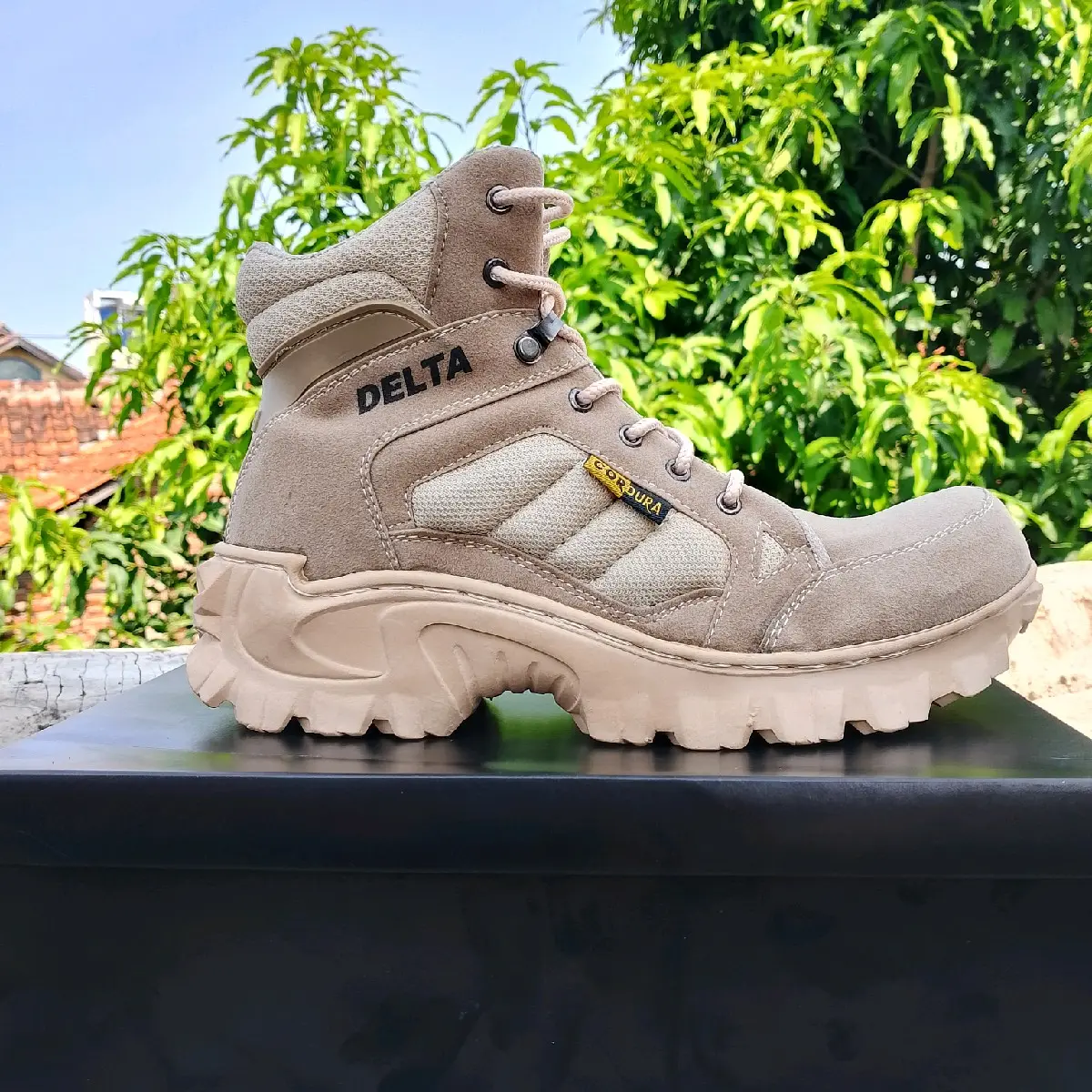 SEPATU NEW DELTA FORCE 6 INCI STEEL TOE Hitam Kerja Boots Karet
