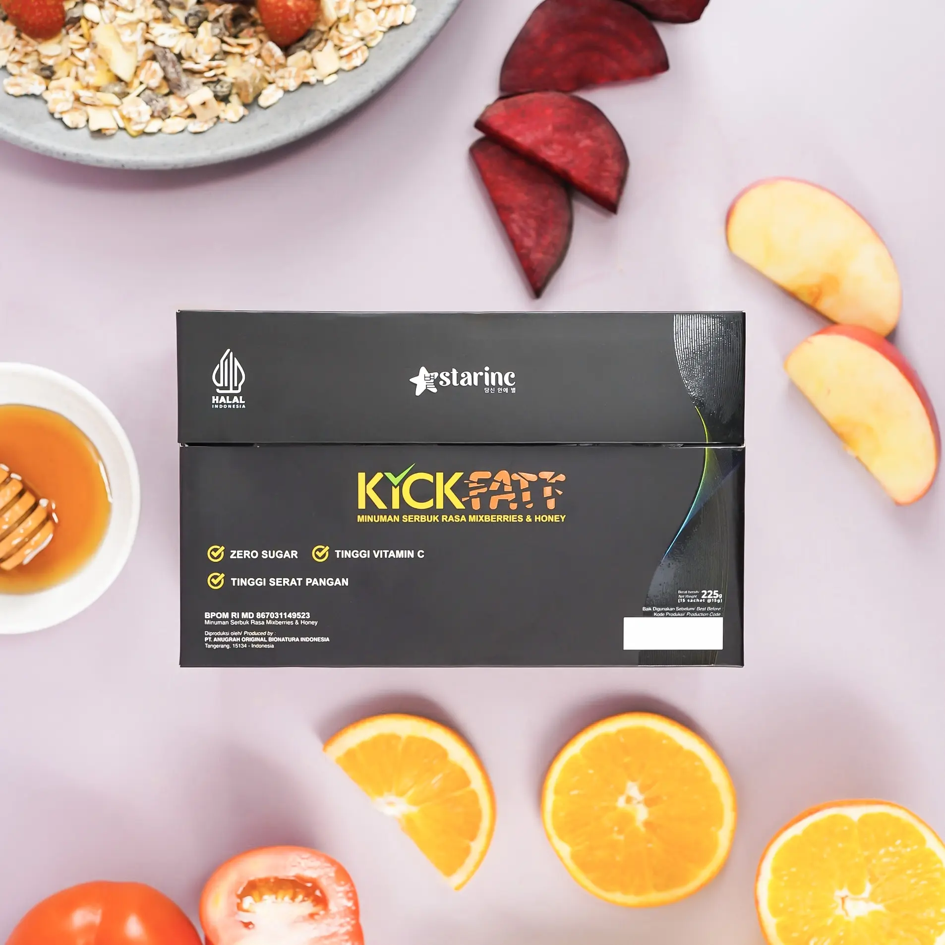 Kickfatt Minuman Serbuk Rasa Mixberries Honey 15 Sachet Starinc