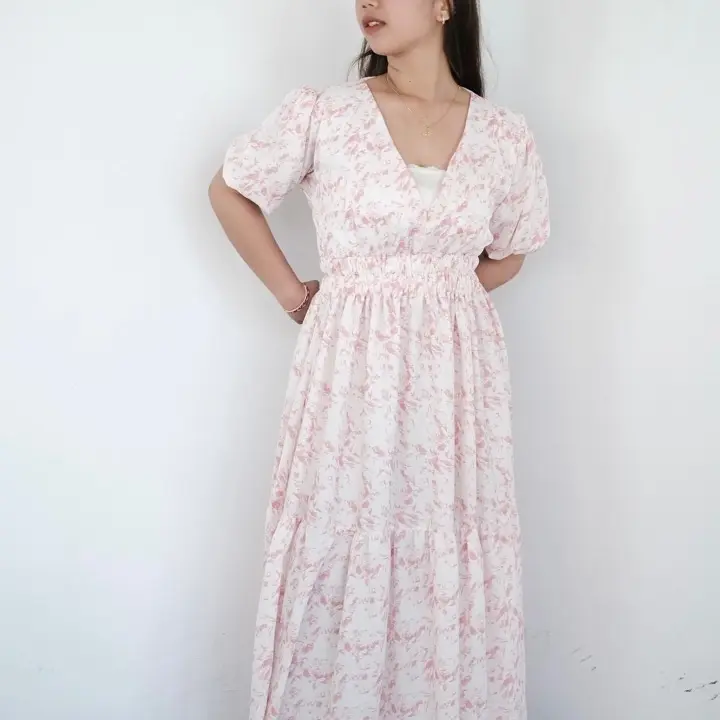Claire dress (korean long dress) Crepe Casual Kain Nyaman Panjang