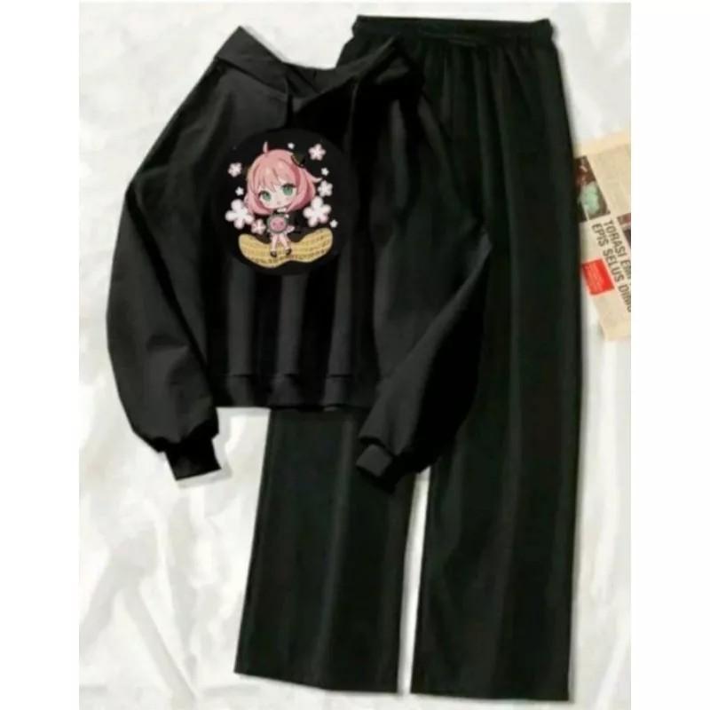 Product Introduction of Setelan Sweater Hoodie FORGER Wanita dan Remaja/Setelan baju sweater dan celana kulot/Setelan anak remaja dewasa kekinian/BISA COD Standar Kulot Panjang 2