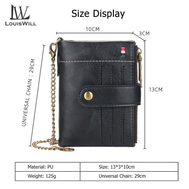 LouisWill Men Wallets Bags Business Wallets PU Clutch Zipper Wallets  Fashion PU leather Short Wallet Travel Purses Handbag Coin Pouch ID Credit Cards Holders Wallet for Men 6