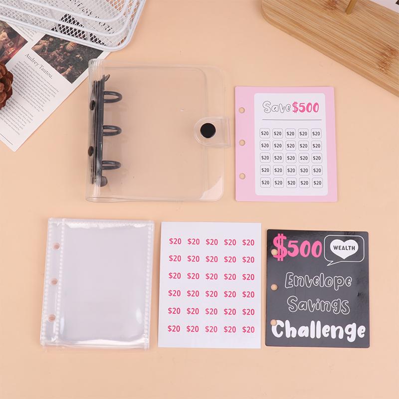 Product Introduction of Simple Mini Binder Money $150/300/500/1000 Savings Challenge Binder Cash Budget Storage Book Budget Binder With Cash Envelopes 20