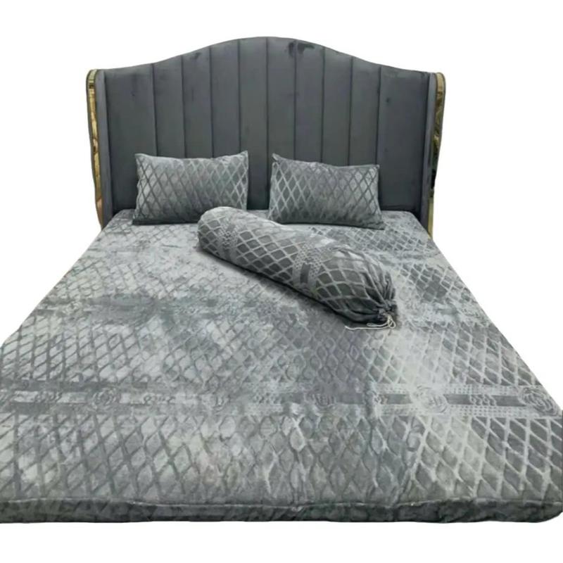 Sét 4 món bộ ga trải giường COCO 4 Món _ 1 Ga Và 2 vỏ gối + 1 vỏ ôm đệm 15cm đổ lại giặt máy ga  nhung