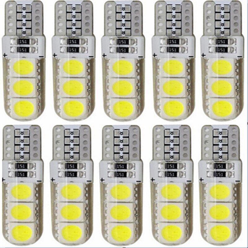 10x T10 W5W Car LED Bulb Turn Signal Light Auto Interior Dome Reading Light License Plate Wedge Side Super Bright White 12V 6SMD 6