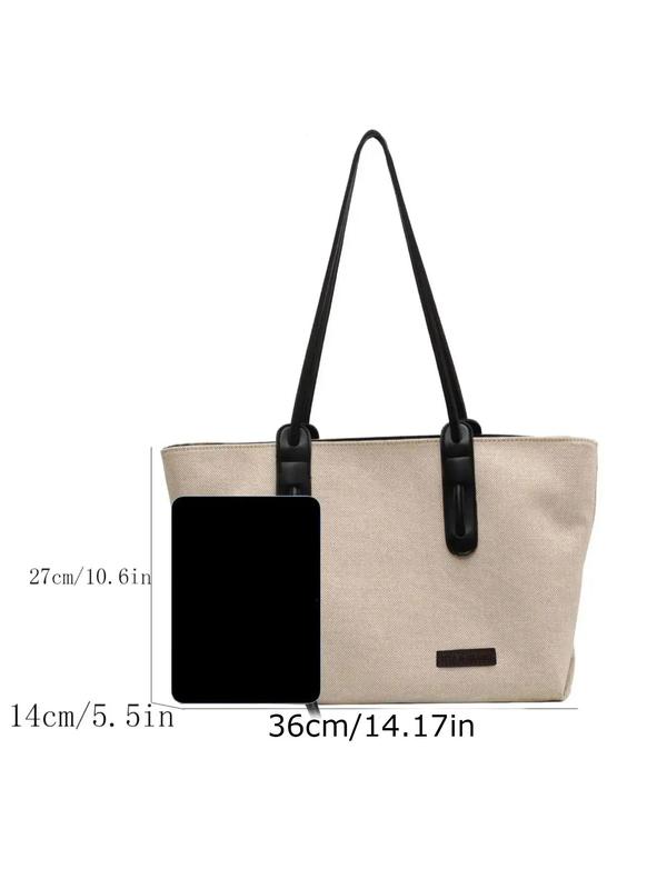 Women's Summer 2025 Beige Elegant Large Capacity Tote Bag with Pockets Inside, Casual Trendy Handbag & Shoulder Bag, Tote Bag for Trip & Business, Ladies Purse, Shopper Handbag, Biggie Bag Upgraded Large 5