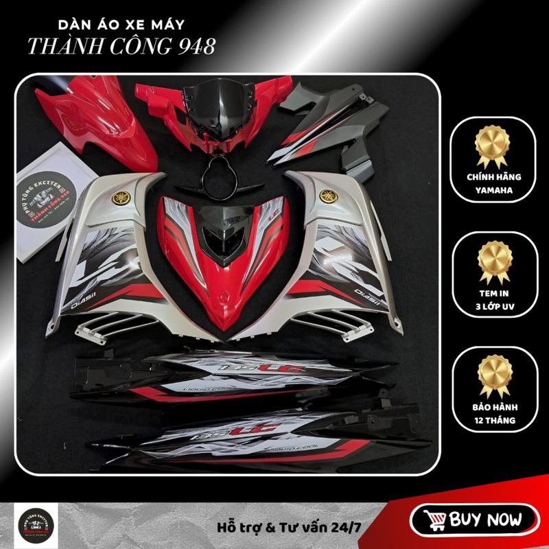 Dàn áo Exciter 135 Đỏ Đen Bạc mẫu LC - Tặng Baga , Tem Phụ Kiện Phụ Tùng Sticker Decal Nhãn Dán