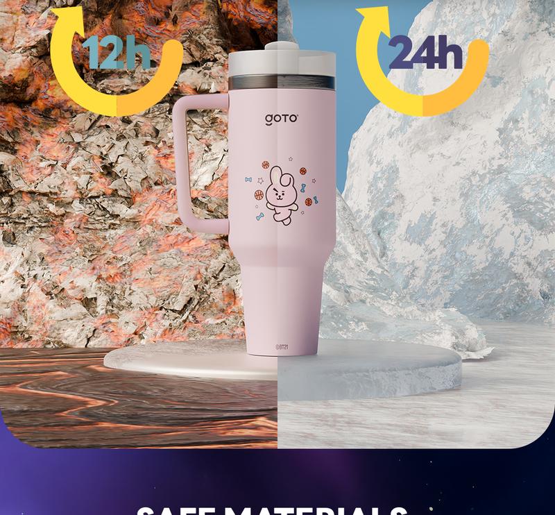 Product Introduction of Goto [COD] K-Joy X BT21 Tumbler Tahan Dingin Panas Botol Tempat Minum Aesthetic 1.2L 45