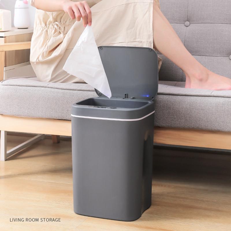 Thùng rác điện tử cảm biến sạc thông minh 12L / 14L / 16L / thân thiện với môi trường / Thùng rác hình chữ nhật tiết kiệm năng lượng 6