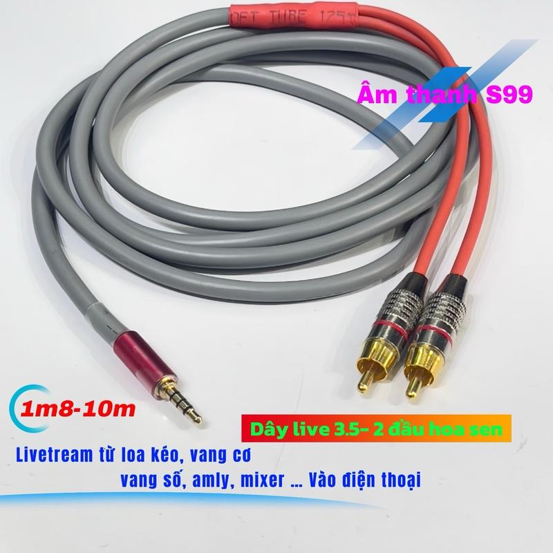  Dây livetream từ vang cơ vang số amly amly liền vang soudcard mixer loa xách tay loa active,loa kéo,.... Ra điện thoại. Dây dài 1m5-10m. Dây 3ly 4 khác - 2 bông sen. Dây 3ly 4khấc  ra 2 đầu 6ly. Dây 3.5 4 khấc  2 đầu Phụ Kiện 