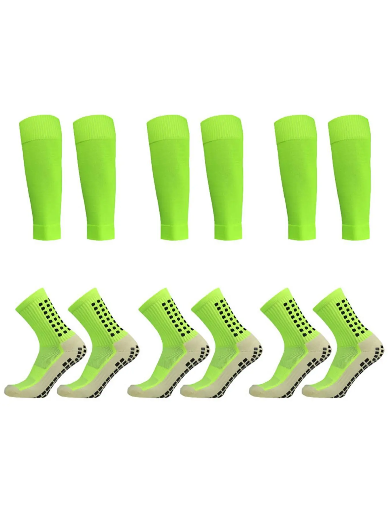 Men's 3 Pair Athletic Grip Sock Soccer & 3 Pair Knee Compression Sleeve
