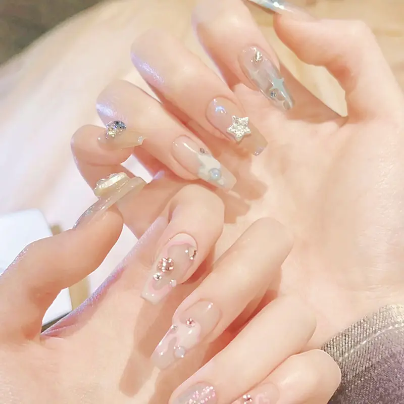 COD Kuku Palsu nail art aesthetic dan lem wisuda 24pcs tangan Alcohol Fragrance Free High Gloss Long-lasting Waterproof Pendatang baru Polish 1