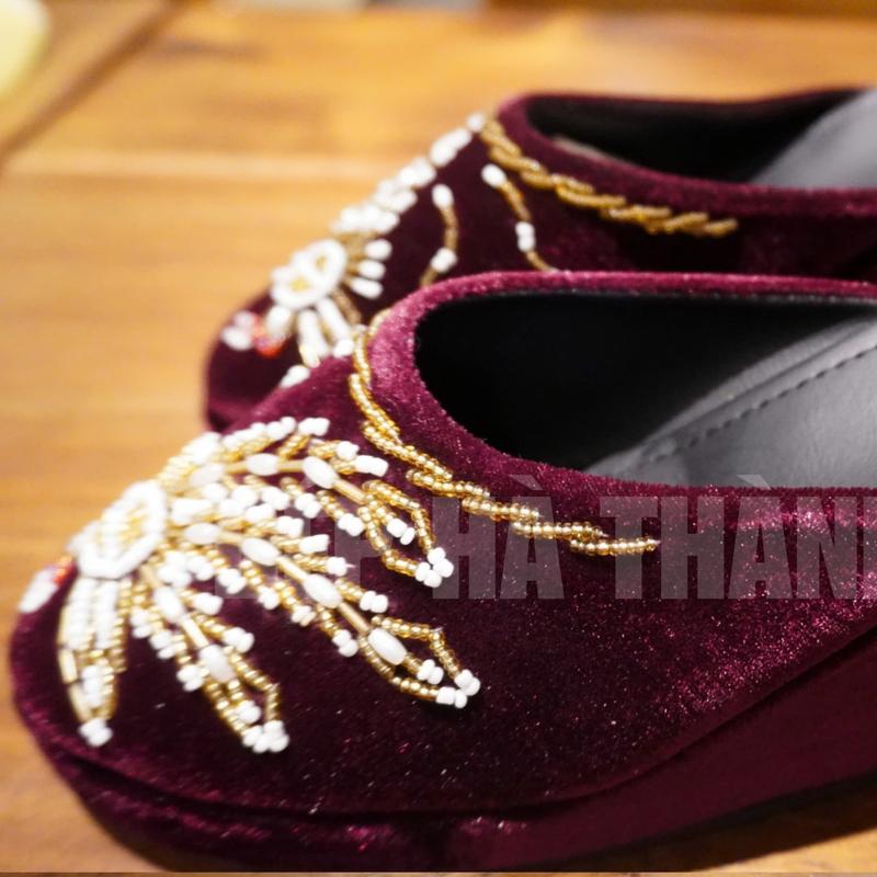 Hài Nhung Kết Cườm Phụng Thủ Công Cho Nữ 7 cm ( cao 7 phân ) 3
