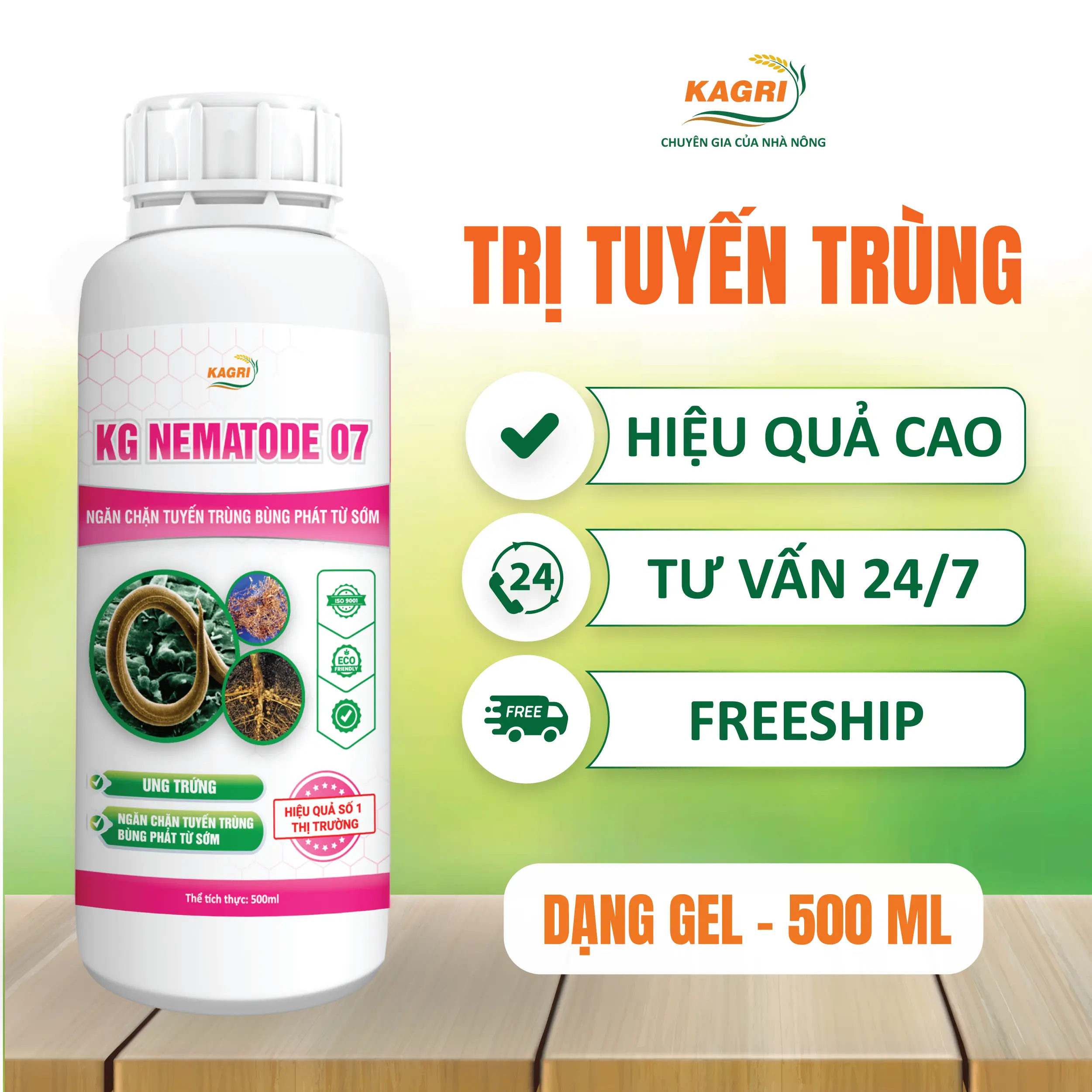 [KAGRI] Phân bón sinh học KG Nematode 07 - ngăn tuyến trùng, chống thối rễ, phân giải hữu cơ- 500ml