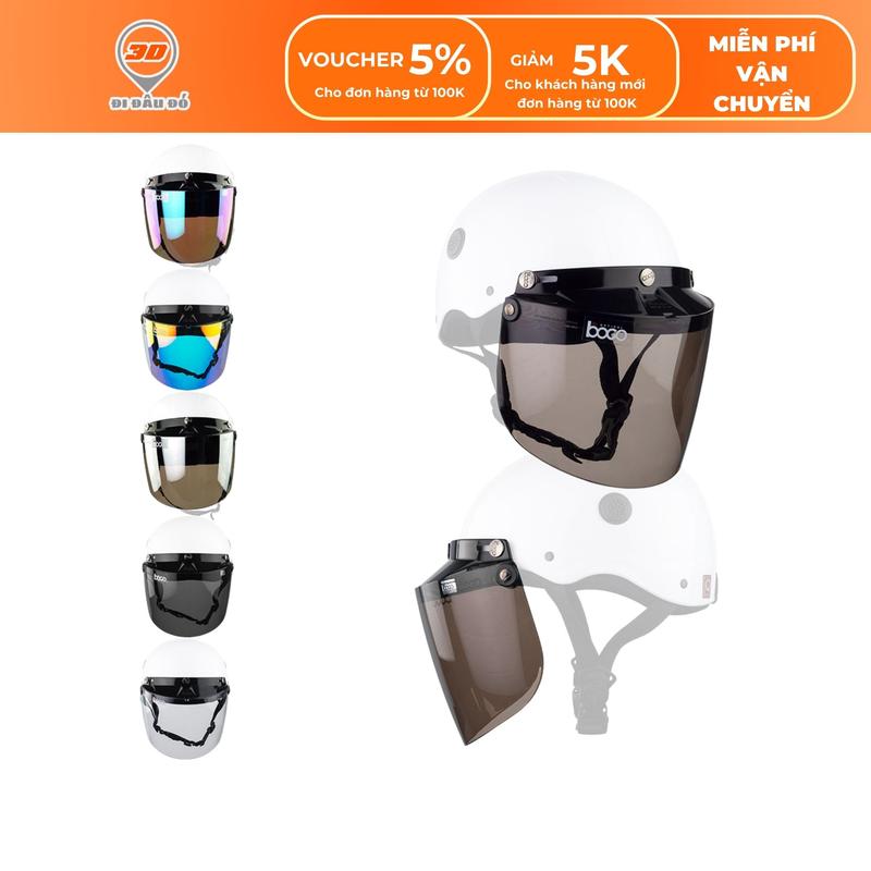 Kính BOGO gắn mũ bảo hiểm 1 2 3 4 có 3 nút phía trước độ bền cao lọc UV 95%