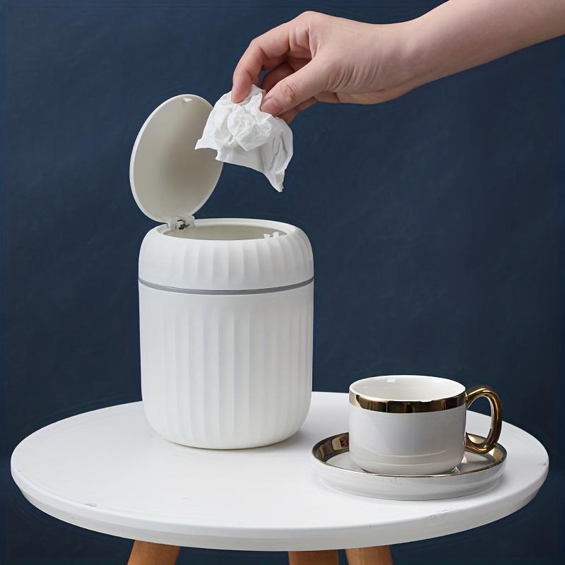Product Introduction of [Local warehouse shipments] 1pc Elegant Plastic Mini Trash Can with Lid, Compact Waste Bin for Home and Office, Versatile Desktop Rubbish Container for Bedroom, Living Room, and Countertop Use - Office Supplies 5