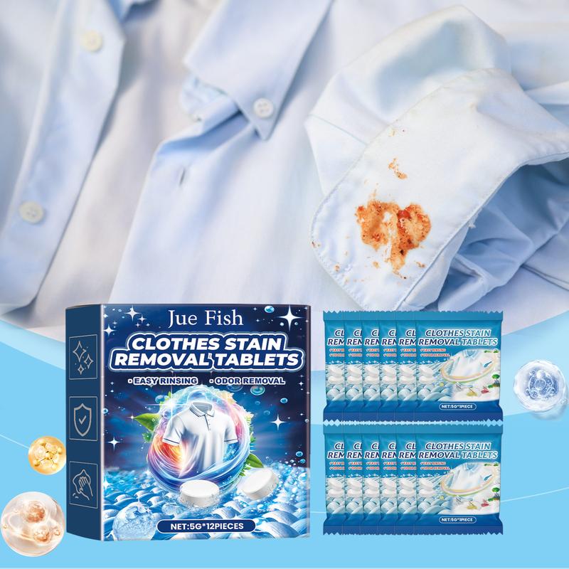 Jue-fish Laundry Detergent Tablets Multi-functional Cleaning Stubborn Stains Oil Stains Yellow Stains Laundry Cleaning Tablets Household 5
