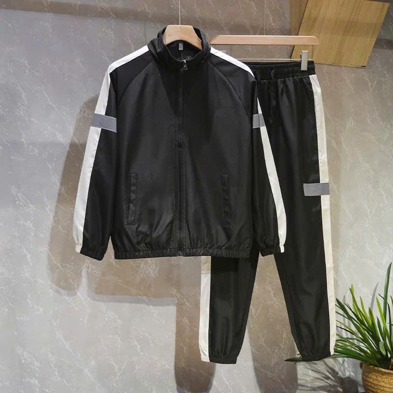 Bộ quần áo gió thể thao nam hai lớp có lót lưới thêu phản quang, hoạ tiết Đơn giản dễ mặc, trẻ trung phong cách (GPQ)