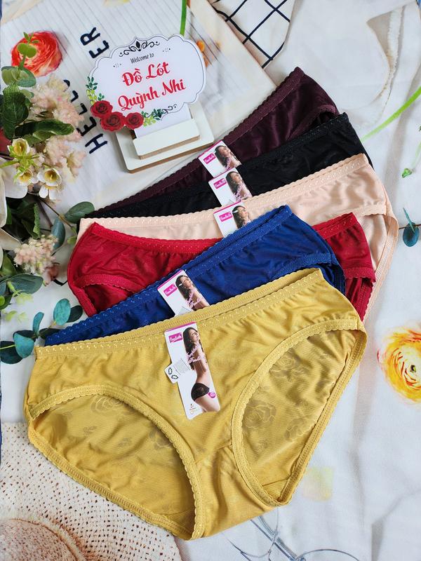 Combo 10 Quần Lót Nữ Thông Hơi Gấm Lạnh Phối Họa Tiết Hoa Co Giản Thoáng Mát Size : 45 - 58 Kg 205-1