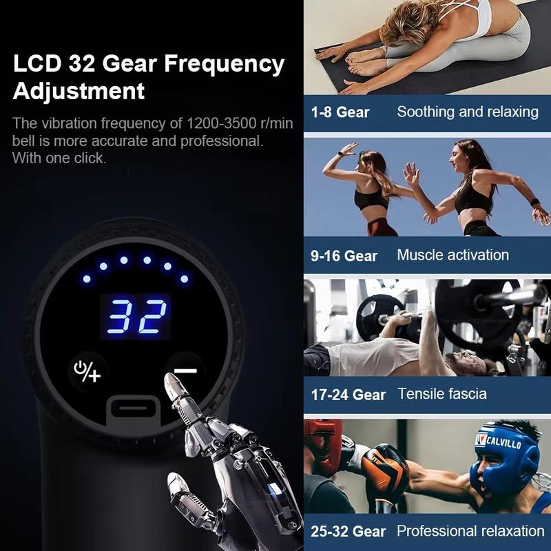Product Introduction of Portable Handheld Massager, USB Rechargeable Fascia Massager with 4 Massage Heads, Professional Muscle Massager for Home & Travel 5