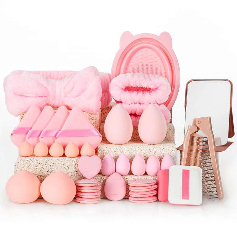 Makeup Tool Set, 36/46/56pcs/set Makeup Brush & Makeup Sponge & Powder Puff & Headband & Mirror & Comb & Brush Cleaning Bowl, Professional Makeup Tools for Women 4