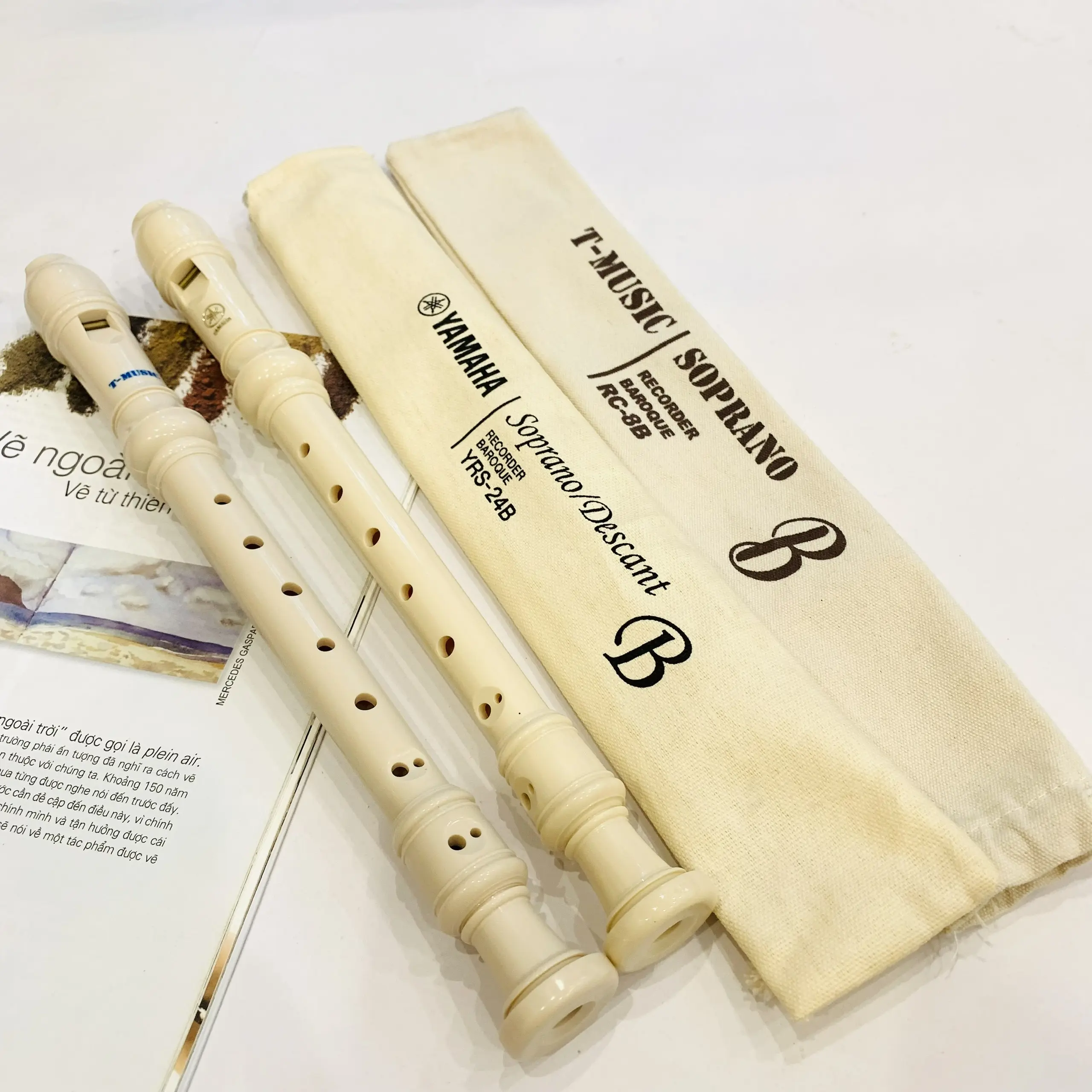 Sáo học sinh recorder Soprano 8 lỗ kiểu bấm B tặng kèm cây vệ sinh và khăn lau. sáo recorder  doraemon
