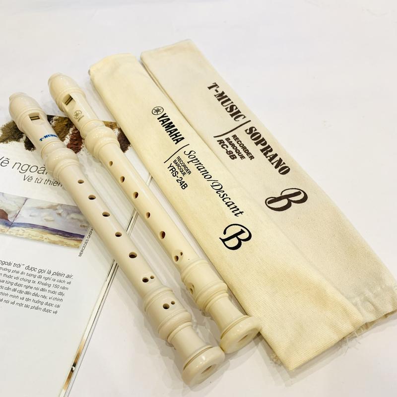 Sáo học sinh recorder Soprano 8 lỗ kiểu bấm B tặng kèm cây vệ sinh và khăn lau. sáo recorder doraemon