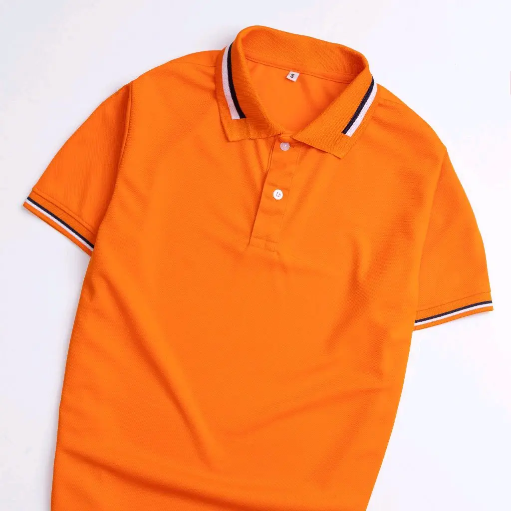ÁO POLO TRƠN CAM PHỐI SỌC - POLO HÀNG THÁI