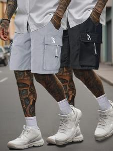 Men's Regular Fit Graphic Pocket Drawstring Cargo Shorts, Casual Soft Comfortable Shorts for Summer, Fashion Men's Bottoms for Daily Wear