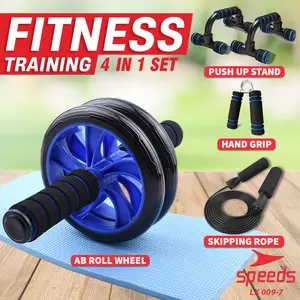 AB Wheel Set SPEEDS Set Alat Fitness Push Up Stand Bar Double Wheel Roller Kit Tali Skipping 009-7 Gym