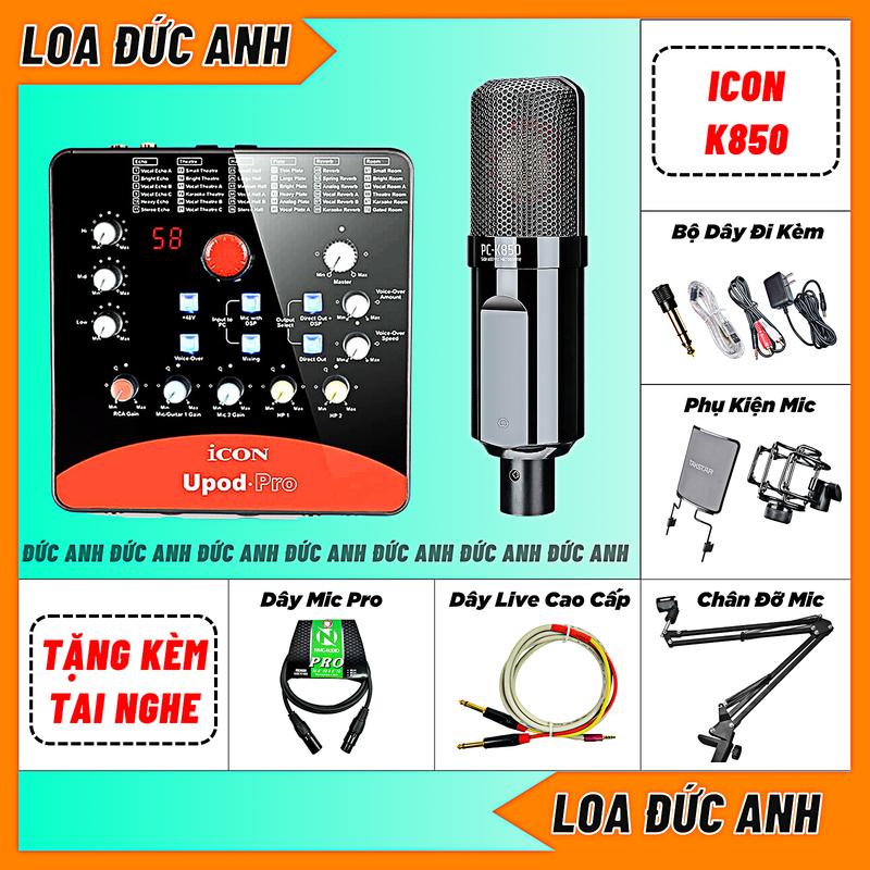 (Hàng Loại 1) Bộ Sound Card Icon Upod Pro, Mic PC K850 Chuyên Thu Âm, Hát Livestream Chuyên Nghiệp Bảo Hành 12 Tháng
