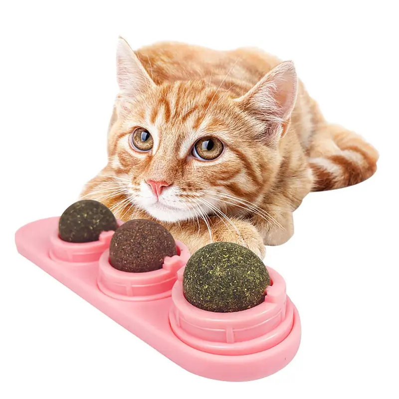 Rotating Catnip Ball Toy, 1 Count Removable Adhesive Cat Toy, Dental Health Snack, Anxiety Relief Pet Supplies, Interactive Stress Relief Gifts 0