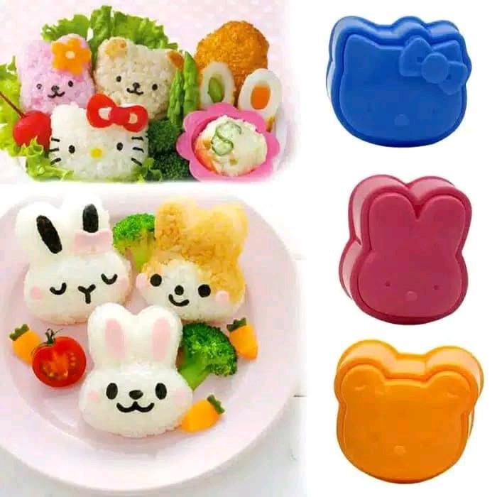 Cetakan Nasi Bento Isi 3 Hello Kitty - Rice Bento Shape Mold Food Grade - Cetak Bekal Anak Lucu 0